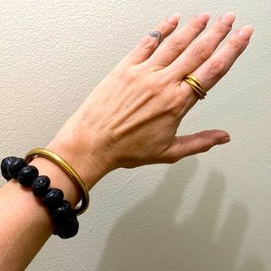 Brass ring size 8 and bracelet set w lava stone bracelet 3 part set